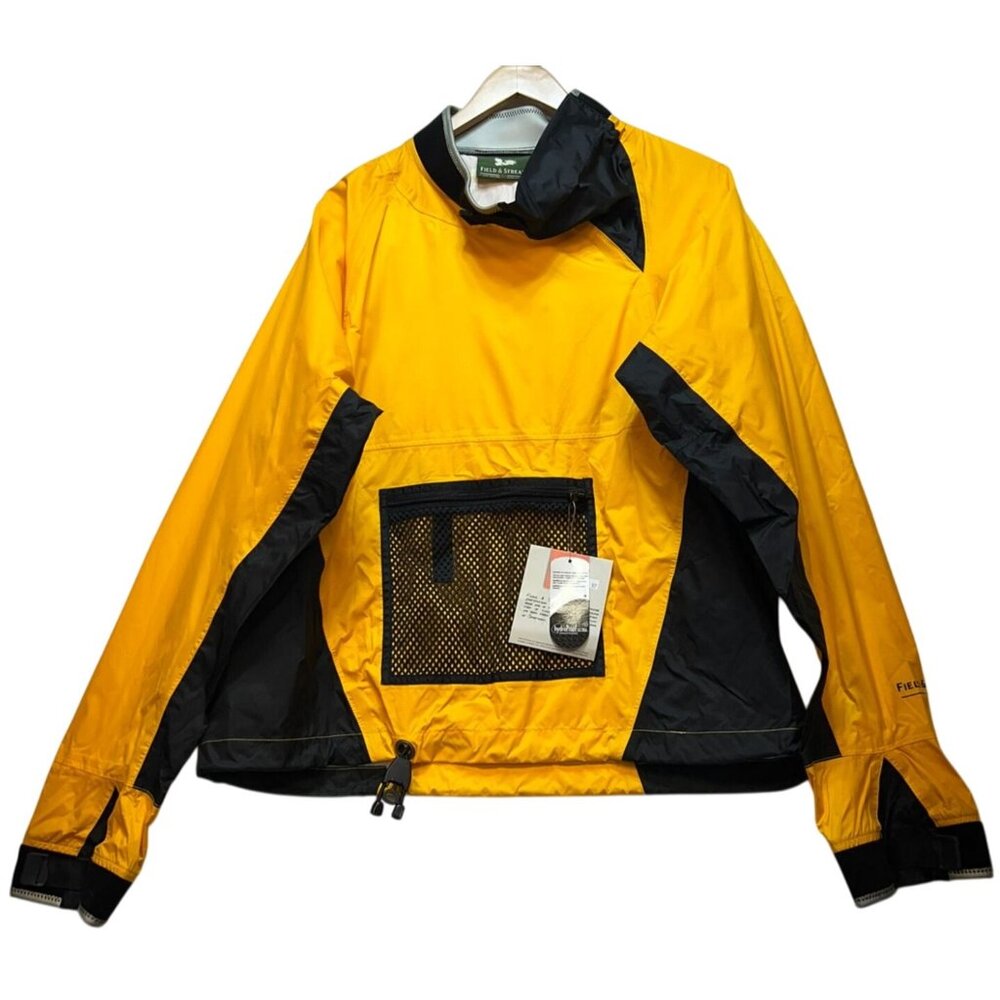 Field & Stream Men Pullover Waterproof Rain Jacket Long Sleeve Sz L Yellow Black